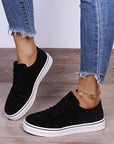 Dark Gray Suede Lace-Up Flat Sneakers