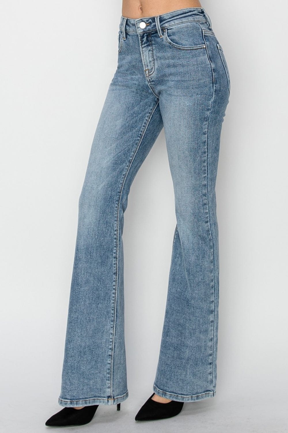 Light Gray RISEN Full Size Mid Rise Bootcut Jeans