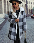 Plaid Open Front Coat with Pockets