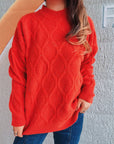 Diamond Round Neck Long Sleeve Sweater