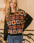 BiBi Granny Square Front Long Sleeve Top