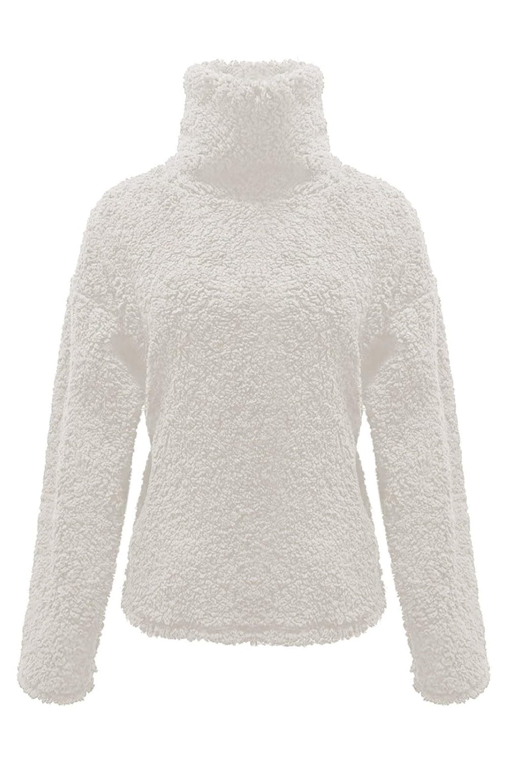 Fuzzy Turtleneck Long Sleeve Sweatshirt