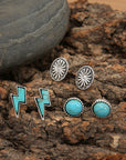 3 Piece Artificial Turquoise Stud Earrings