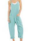 Light Steel Blue Spaghetti Strap Jumpsuit with Pockets