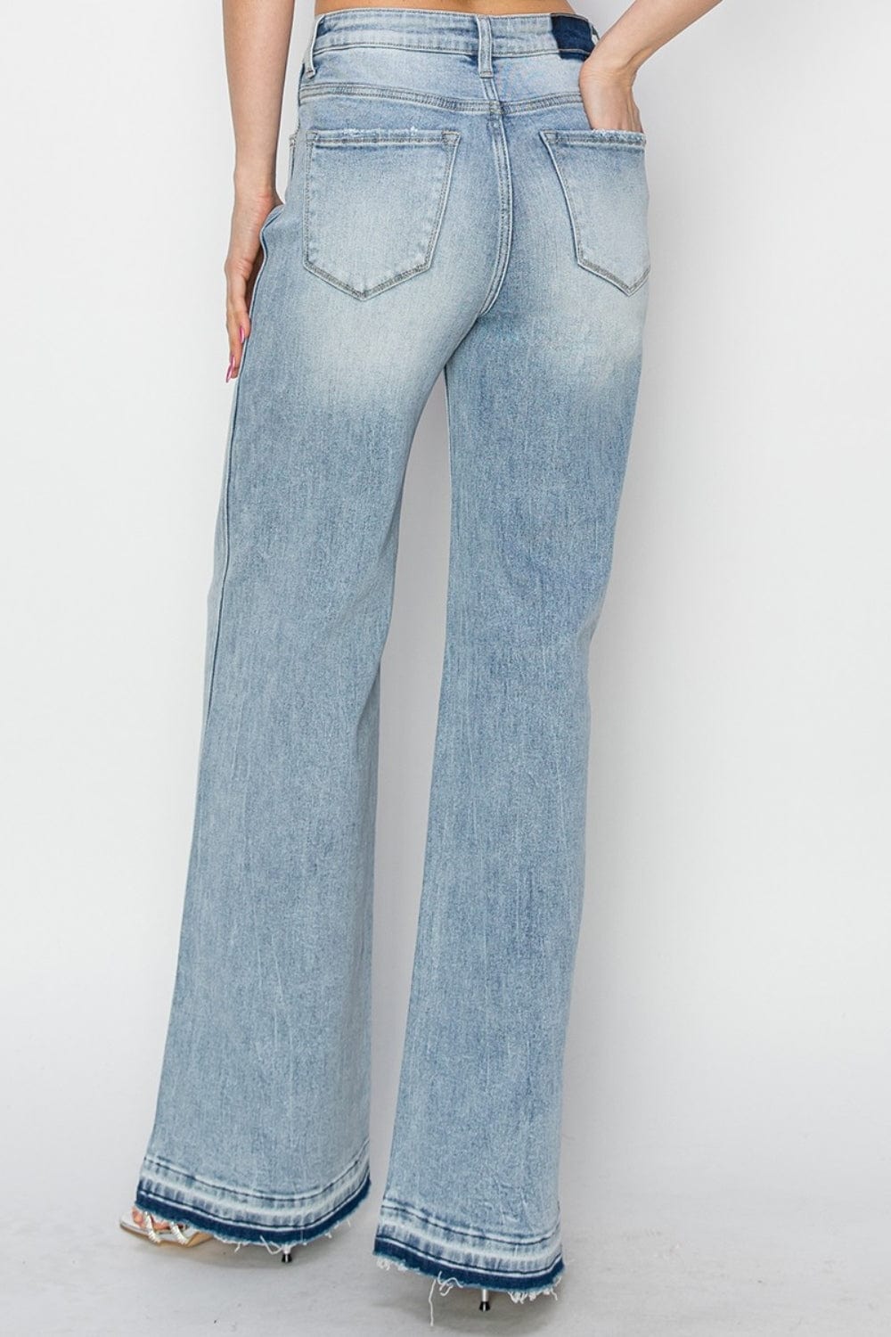 Light Gray Risen Full Size High Rise Wide Leg Jeans