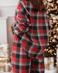 Plaid Long Sleeve Top and Pants Lounge Set