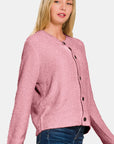 Zenana Button Down Long Sleeve Sweater Cardigan