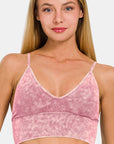 Dark Salmon Zenana Washed Ribbed Bra Padded Cami