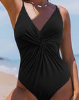 Twisted Crisscross V-Neck One-Piece Swimwear