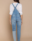 Rosy Brown POL Front Chest Zipper Slim Leg Denim Overalls