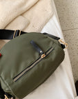 Rosy Brown Double Zip Nylon Crossbody Bag Sentient Beauty Fashions Bag