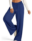 Drawstring Elastic Waist Wide Leg Pants