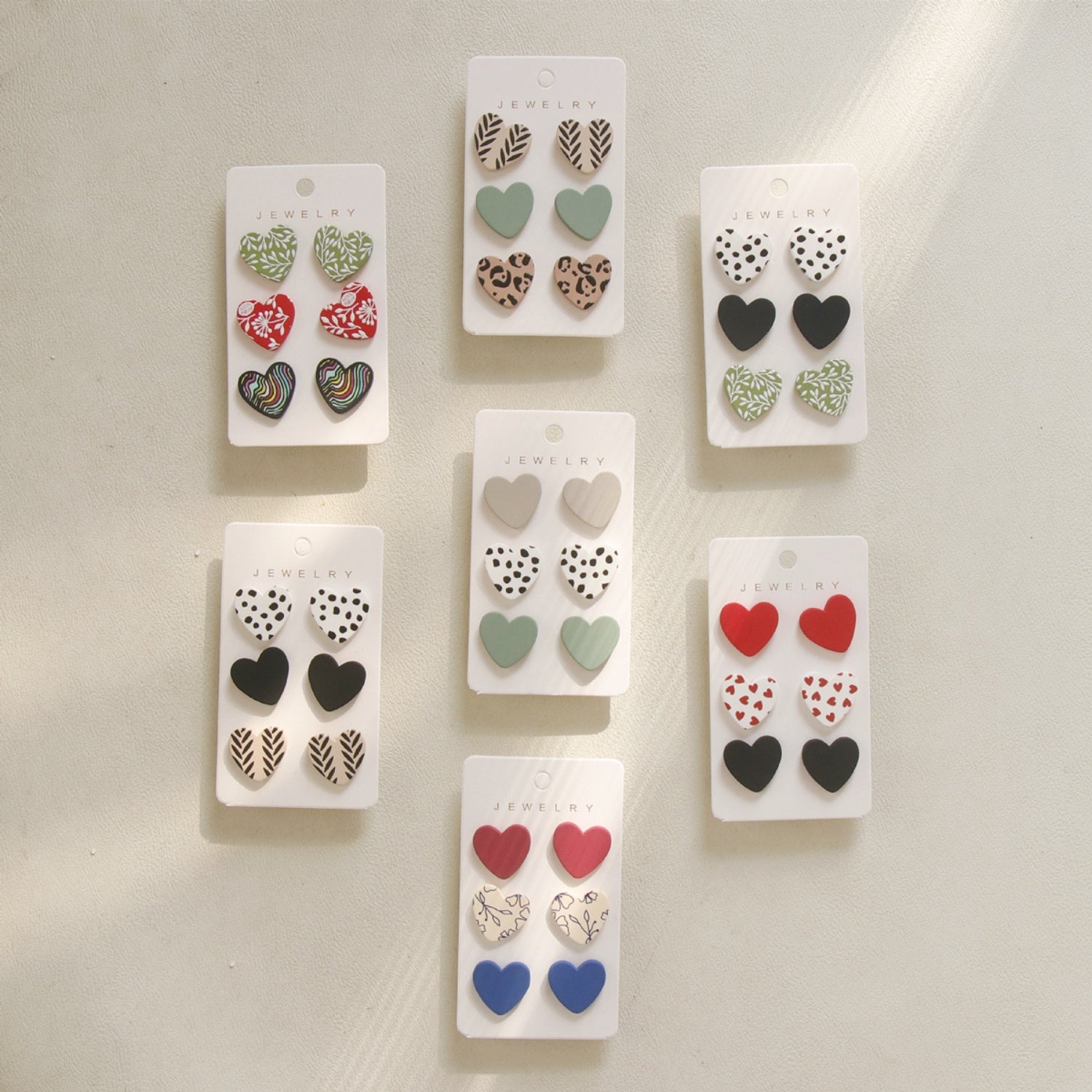 Gray 3 Piece Acrylic Heart Stud Earrings Sentient Beauty Fashions