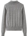 Cable-Knit Half Zip Long Sleeve Sweater