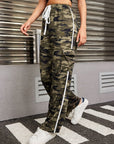 Tied Camouflage Pants with Cargo Pockets