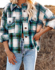 Pocketed Plaid Button Down Long Sleeve Shacket