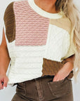 Color Block Cable-Knit Sweater Vest