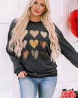 Heart Round Neck Dropped Shoulder Sweatshirt