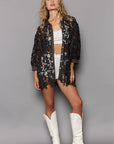 POL Collared Neck Button Up Lace Shirt