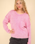 VERY J Mineral Washed Exposed Seam Sweater