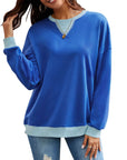 Lovelet Contrast Round Neck Long Sleeve Sweatshirt