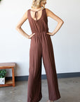 Lavender First Love Tie Back Sleeveless Slit Wide Leg Jumpsuit