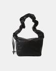 White Smoke PU Leather Drawstring Shoulder Bag Sentient Beauty Fashions *Accessories