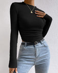 Honey Round Neck Long Sleeve T-Shirt