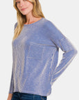 Zenana Ribbed Striped Long Sleeve T-Shirt