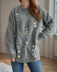 Sequin Mock Neck Long Sleeve Sweater