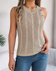 Cable-Knit Round Neck Vest