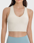 Gray Scoop Neck Wide Strap Active Tank