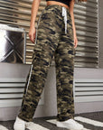 Tied Camouflage Pants with Cargo Pockets