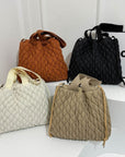 Drawstring Bubble Texture Tote Bag