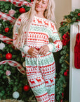 Christmas Element Round Neck Top and Pants Lounge Set