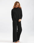 Basic Bae Mock Neck Long Sleeve Top and Pants Sweater Set