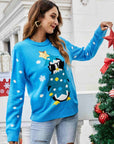 Christmas Penguin Graphic Sequin Sweater