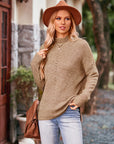 Mock Neck Rib-Knit Sweater