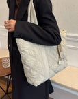 Quilted Nylon Large Tote Bag