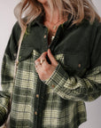 Snap Down Collared Neck Plaid Shacket