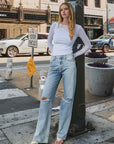 Light Slate Gray Vervet by Flying Monkey 90'S Vintage Super High Rise Flare Jeans