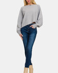 Zenana Asymmetric Hem Long Sleeve Sweater