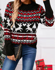 Angel Wings Reindeer Round Neck Long Sleeve Sweater