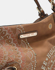 Nicole Lee USA Side Braided Tassel Inlaid Rhinestone Embroidery Hobo Bag