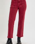 RISEN Full Size High Rise Straight Jeans with Patch Pockets