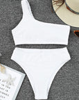 Dark Slate Gray Single Shoulder Bikini Set