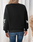 Perfee Heart Round Neck Long Sleeve Sweater