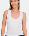 Light Gray Zenana Cropped Padded Seamless Tank