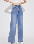 High Waist Straight Leg Jeans with Pockets