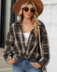 Plaid Collared Neck Long Sleeve Shirt